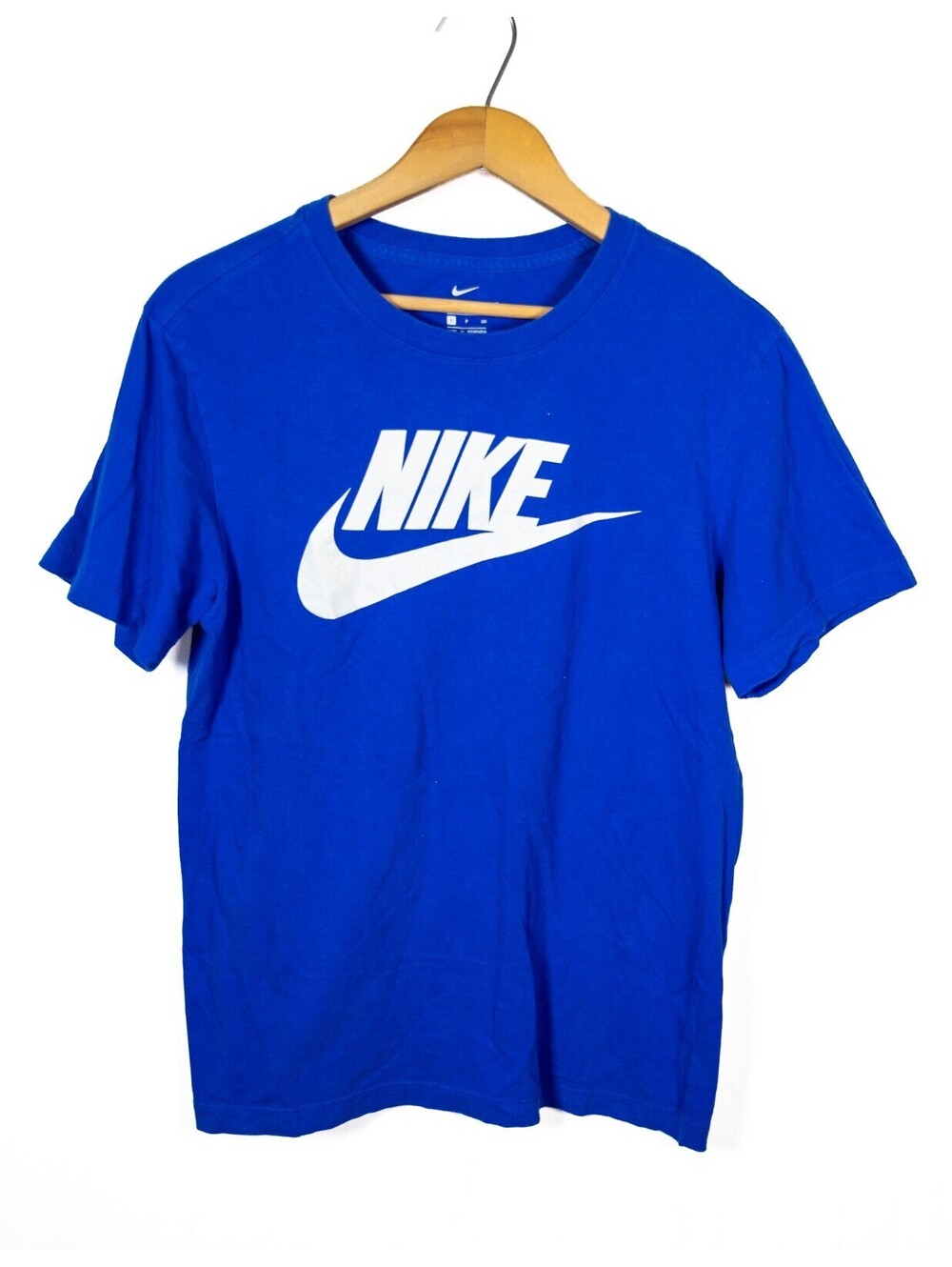 Nike Sportswear Men's Graphic T Shirt (Blue) Classic Swoosh White Logo Men's S